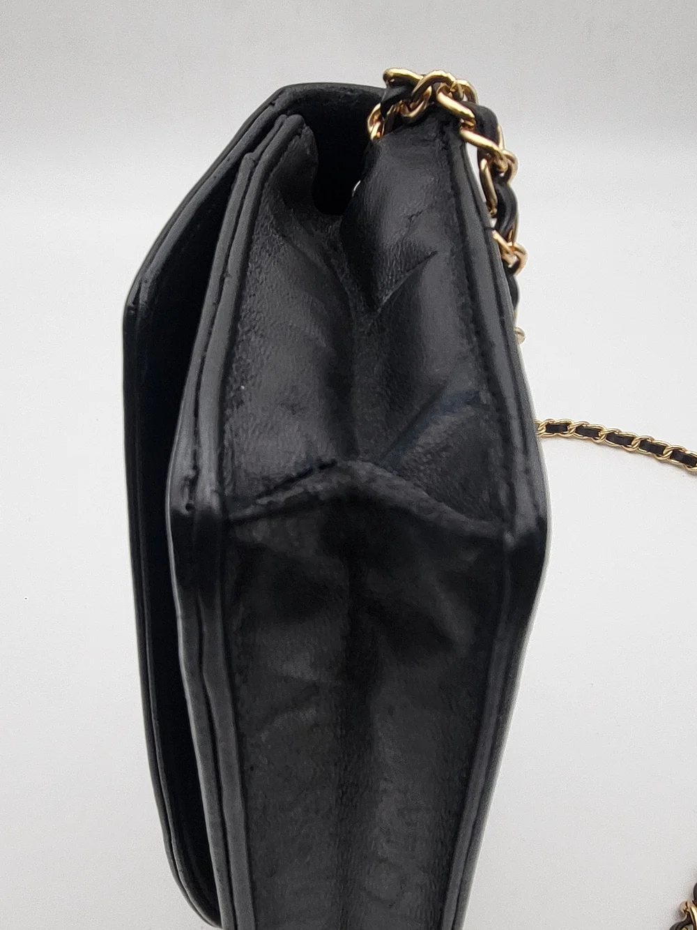 CHANEL Patent Lambskin Leather Timeless CC Wallet On Chain WOC, Authentic..